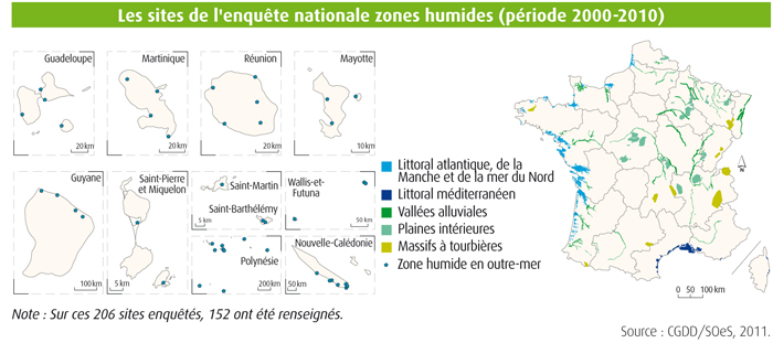 carte des zones humides en France métropolitaine et outre-mer